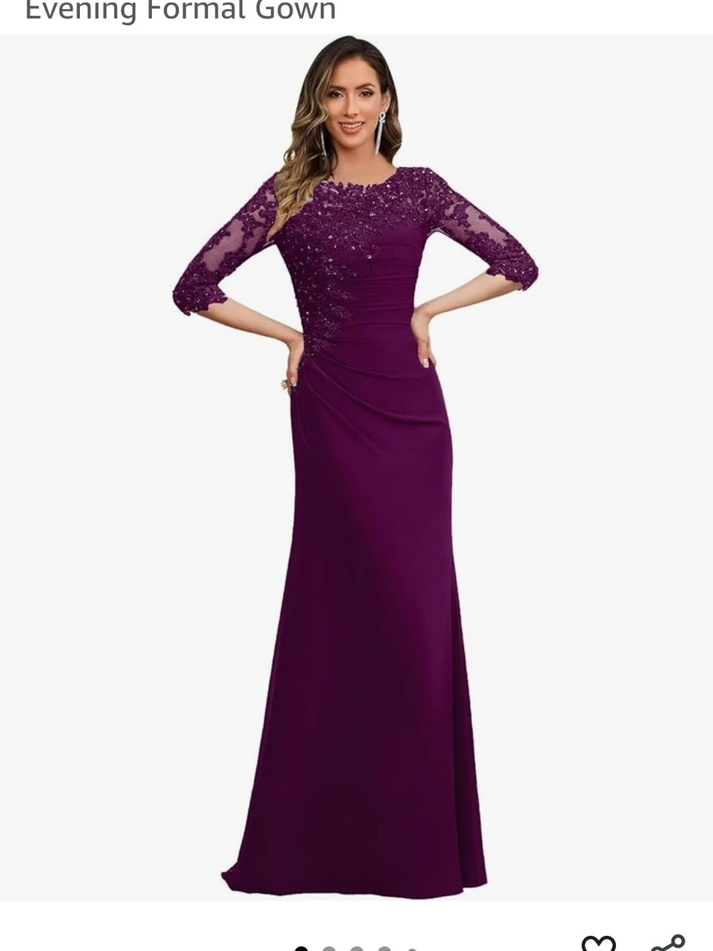 Elegant Plum Lace-Accented Evening Gown